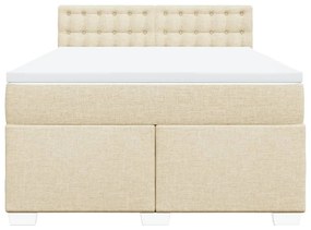 vidaXL Κρεβάτι Boxspring με Στρώμα Κρεμ 140x200 εκ. Υφασμάτινο