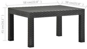 vidaXL Τραπέζι Κήπου Ανθρακί 58x58x41 εκ. από Ρατάν Πολυπροπυλενίου