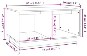 Τραπεζάκι Σαλονιού Καφέ Μελί 80x50x40 εκ. Μασίφ Ξύλο Πεύκου - Καφέ