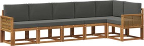 vidaXL Σειρά Καναπέ Εξωτερικού 6 pcs Φυσικό και Ανθρακί Πολυεστέρας