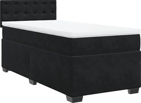 vidaXL Κρεβάτι Boxspring με Στρώμα Μαύρο 90x200 εκ. Βελούδινο