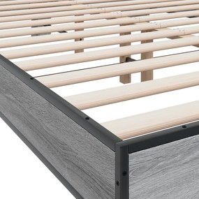 vidaXL Πλαίσιο Κρεβατιού Γκρι Sonoma 120 x 190εκ. Επεξ. Ξύλο &amp; Μέταλλο