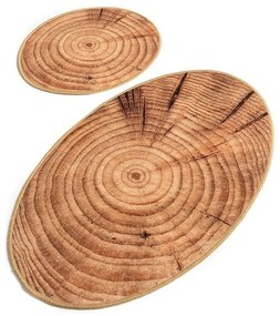 Πατάκια Μπάνιου Wood Djt (Σετ 2τμχ) Brown L'essentiel Maison 60x100cm Πολυέστερ