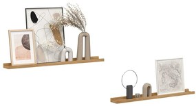 vidaXL Ράφι Τοίχου με ράφι 2 pcs Καφέ 80 x 9 x 3 cm Επεξεργασμένο ξύλο