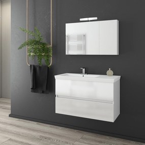 Drop Luxus 85 White Gloss MDF - Πάγκος με Νιπτήρα &amp; Καθρέπτη