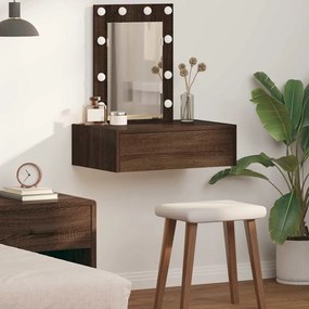 vidaXL Κρεμαστός Καθρέφτης με LED φώτα σε Καφέ Βελανιδιά
