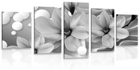 Εικόνα 5 μερών μιας ασπρόμαυρης μανόλιας σε αφηρημένο φόντο - 100x50