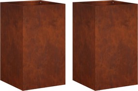 vidaXL Γλάστρα Κήπου 2 τμχ. Σκ rusty 30 x 30 x 40 cm