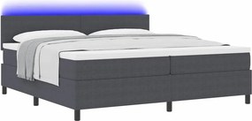 vidaXL LED Κρεβάτι με βάθρο Σκούρο Γκρι και Λευκό 200 x 200 cm