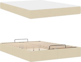 vidaXL Σκελετός κρεβατιού με στρώμα 2 pcs Κρεμ ύφασμα