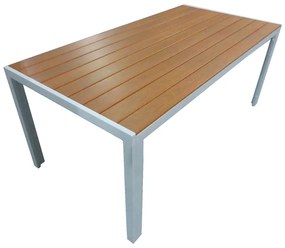 Τραπέζι Nares pakoworld αλουμίνιο λευκό-plywood φυσικό 180x90x72.5εκ