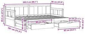 Καναπές Κρεβάτι Συρόμενος Χωρίς Στρώμα 90x200 εκ. &amp; Συρτάρια - Καφέ