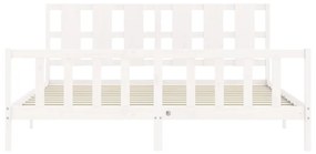 vidaXL Πλαίσιο Κρεβατιού με Κεφαλάρι Λευκό 180x200 εκ. Μασίφ Ξύλο