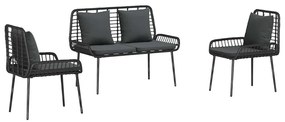 vidaXL Σέτ φαγητού για κήπο 3 pcs Μαύρο, Ανθρακί 109 x 63 x 83 εκ.
