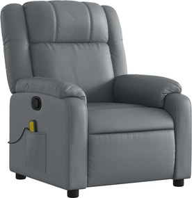 vidaXL Πολυθρόνα Μασάζ Ανακλινόμενη Γκρι από Συνθετικό Δέρμα