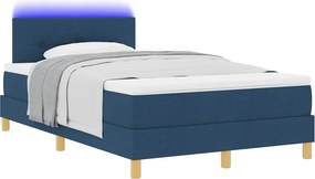 vidaXL LED Κρεβάτι με βάθρο με κεφαλάρι Μπλε 120 x 190 cm ύφασμα
