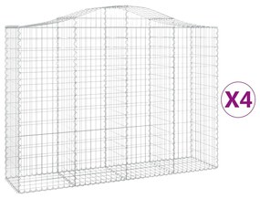 Συρματοκιβώτια Τοξωτά 4 τεμ. 200x50x140/160 εκ. Γαλβαν. Ατσάλι - Ασήμι