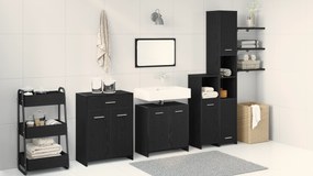 vidaXL Σετ Επίπλων Μπάνιου 4 κομμάτια Μαύρη Βελανιδιά Επεξεργασμένο Ξύλο