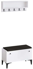 Έπιπλο Εισόδου Lena 393MRD1279 80x35x49cm White-Black Μοριοσανίδα, Μελαμίνη