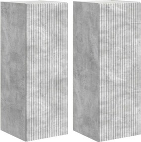 vidaXL Ντουλάπι Τηλεόρασης Τοίχου 2 pcs Σκυρόδεμα Επεξεργασμένο Ξύλο