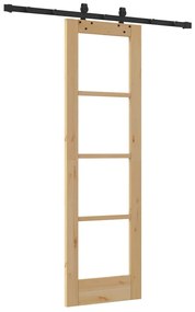 vidaXL Συρόμενη Πόρτα Καφέ 61 x 198.5 εκ. Ξύλο και μέταλλο