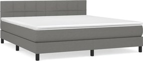vidaXL Κρεβάτι Boxspring με Στρώμα Σκούρο Γκρι 180x200 εκ Υφασμάτιν