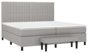 vidaXL Κρεβάτι Boxspring με Στρώμα Ανοιχτό Γκρι 200x200 εκ. Υφασμάτινο