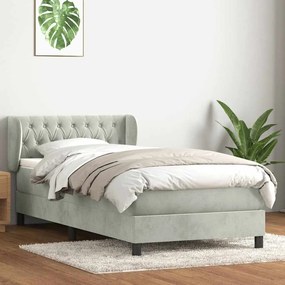 BOX SPRING ΚΡΕΒΑΤΙ ΜΕ ΣΤΡΩΜΑ ΑΝΟΙΧΤΟ ΓΚΡΙ 80X220 CM ΒΕΛΟΥΔΙΝΟ 3317799