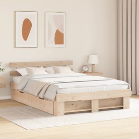 vidaXL Σκελετός Κρεβατιού Καφέ 140 x 200 cm Συμπαγές ξύλο πεύκου