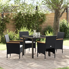 vidaXL Σετ κήπου 5 κομματιών Μαύρο Poly Rattan