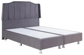 Κρεβάτι BISMUTH Γκρι Βελούδο (Στρώμα 160x200cm) - 14810005