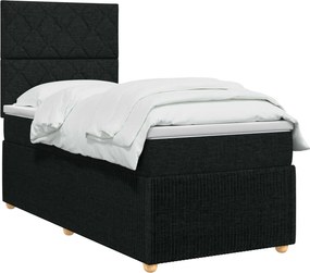 vidaXL Κρεβάτι box spring με στρώμα Μαύρο 90 x 190 cm Ύφασμα