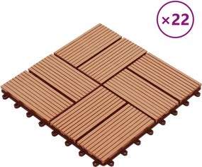 vidaXL Πλάκα Κατασκευής 22 pcs Ξύλο teak 30 x 30 cm WPC
