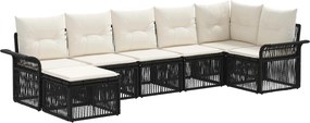 vidaXL Σετ Καναπέ Κήπου 7 pcs Μαύρο συνθετικό ρατάν