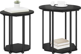 vidaXL Σετ βοηθητικά τραπεζάκια με ράφι 2 pcs Μαύρη Οξυά