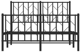 vidaXL Πλαίσιο Κρεβατιού με Κεφαλάρι&Ποδαρικό Μαύρο 120x190εκ. Μέταλλο