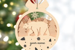 Intra απο ξύλο plywood 3mm-4mm πάχος – Εξατομικευμένο χριστουγεννιάτικο αρκουδάκι Δίασταση  20x20 cm INTRAFABR-106720562