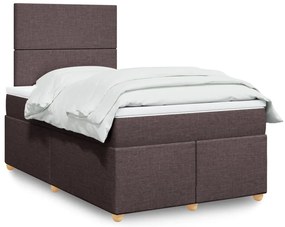 vidaXL Κρεβάτι Boxspring με Στρώμα Σκούρο Καφέ 120x190 εκ Υφασμάτινο