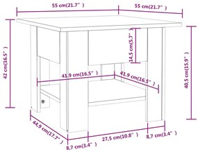 Τραπεζάκι Σαλονιού Γυαλ. Λευκό 55 x 55 x 42 εκ. Επεξεργ. Ξύλο - Λευκό