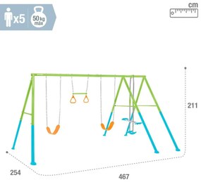 Κούνια Intex 44130 Διπλή Τραμπάλα 467 x 211 x 254 cm