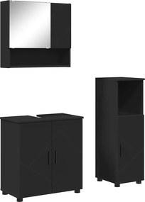 vidaXL Σετ Επίπλων Μπάνιου 3 τμχ. Μαύρο 61 x 35 x 64 εκ.