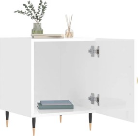 vidaXL Κομοδίνα 2 τεμ. Γυαλ. Λευκό 40 x 40 x 50 εκ. από Επεξεργ. Ξύλο