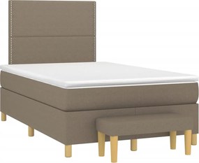 vidaXL Κρεβάτι Boxspring με Στρώμα Taupe 120x200 εκ. Υφασμάτινο