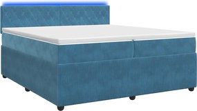 vidaXL Κρεβάτι box spring με στρώμα Μπλε 200 x 200 cm Βελούδο