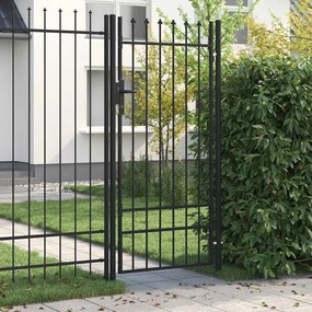 vidaXL Καγκελόπορτα Μονή με Ακίδες Μαύρη 1 x 2 μ. Ατσάλινη