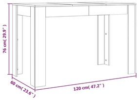 Τραπέζι Τραπεζαρίας Καπνιστή Δρυς 120x60x76 εκ. Επεξ. Ξύλο - Καφέ