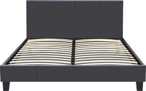 Κρεβάτι Flat Megapap από τεχνόδερμα χρώμα μαύρο ματ 150x200εκ.