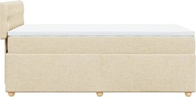 vidaXL Κρεβάτι Boxspring με Στρώμα Κρεμ 90x200 εκ.Υφασμάτινο