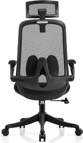 BF3950 Πολυθρόνα Γραφείου Διευθυντή, Mesh Γκρι, Ύφασμα Μαύρο   1τμχ