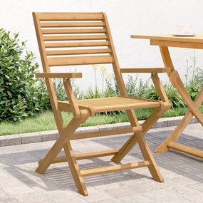 Καρέκλες Κήπου Πτυσσόμενες 2 τεμ 54,5x61,5x86,5 εκ Μασίφ Ακακία - Καφέ